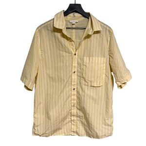 COS yellow and white striped oversized button up blouse size medium